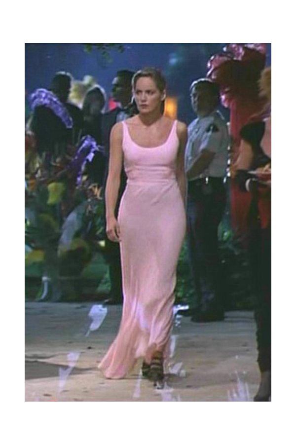 Sharon Stone Pink Scoop Neck Satin Sheath Prom Dress The Specialist