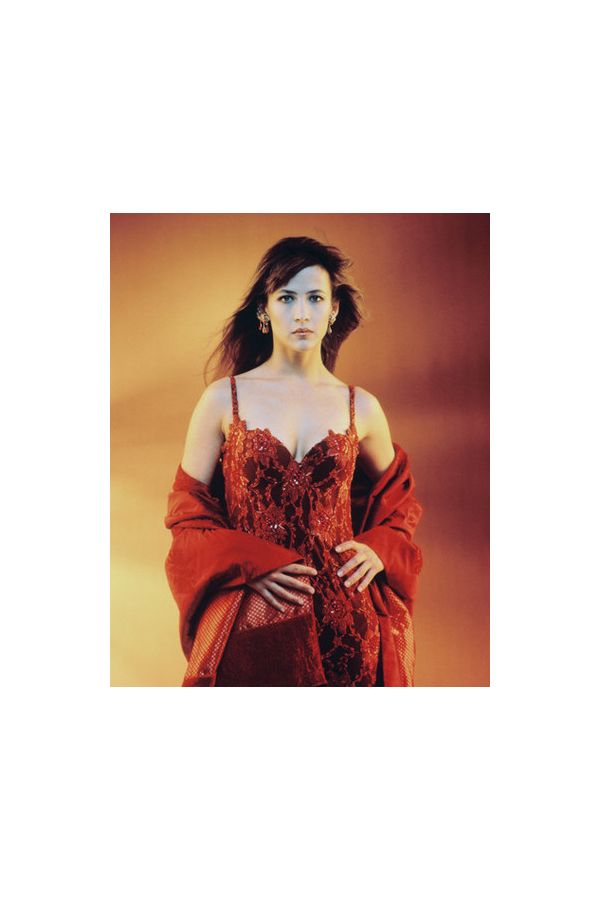 Scarlet Intrigue – Sophie Marceau Black & Red Lace Corset Gown