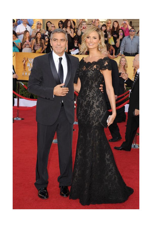 Stacy Keibler Black Lace Mermaid Formal Celebrity Dress SAG Awards 2012