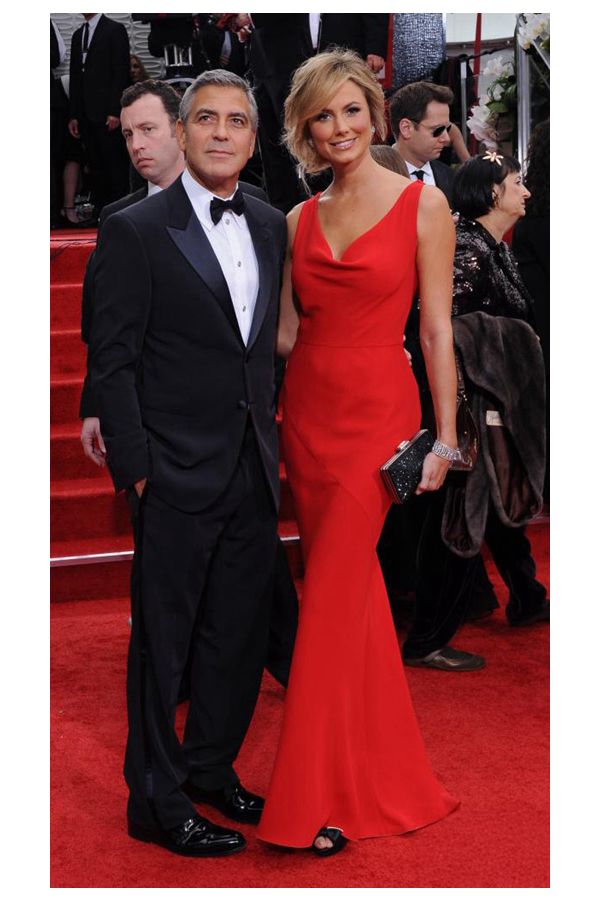 Stacy Keibler Red V-neck Mermaid Formal Dress Golden Globe Awards 2012