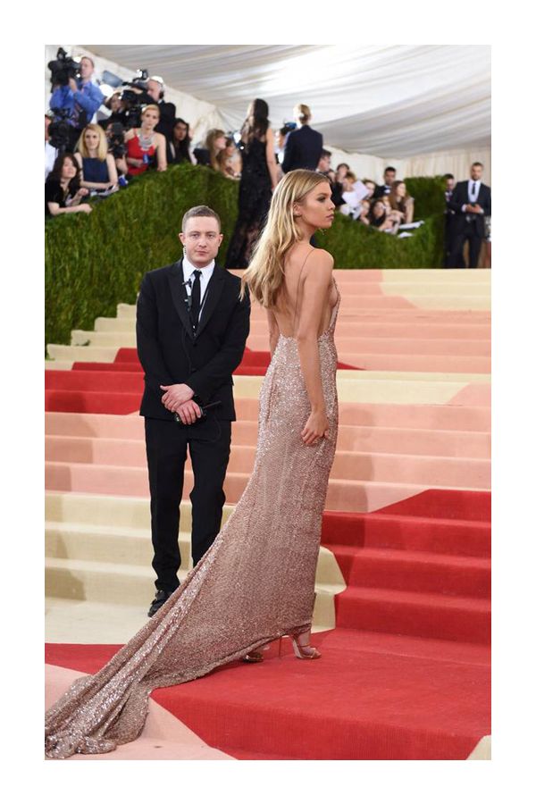 Celestial Gleam – Rose Gold Sequin Backless Mermaid Gown