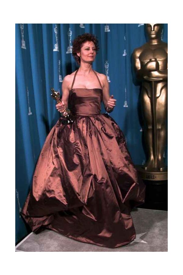 Susan Sarandon Inspired Brown Halter Ball Gown Evening Dress Oscars 1996