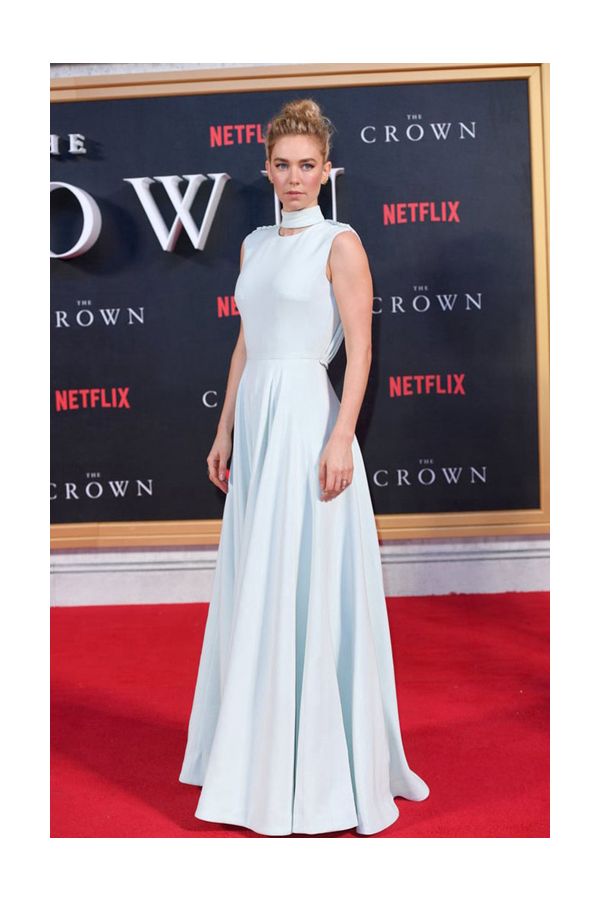 Vanessa Kirby Inspired Light Blue Celebrity Formal Prom Dress The Crown Premiere