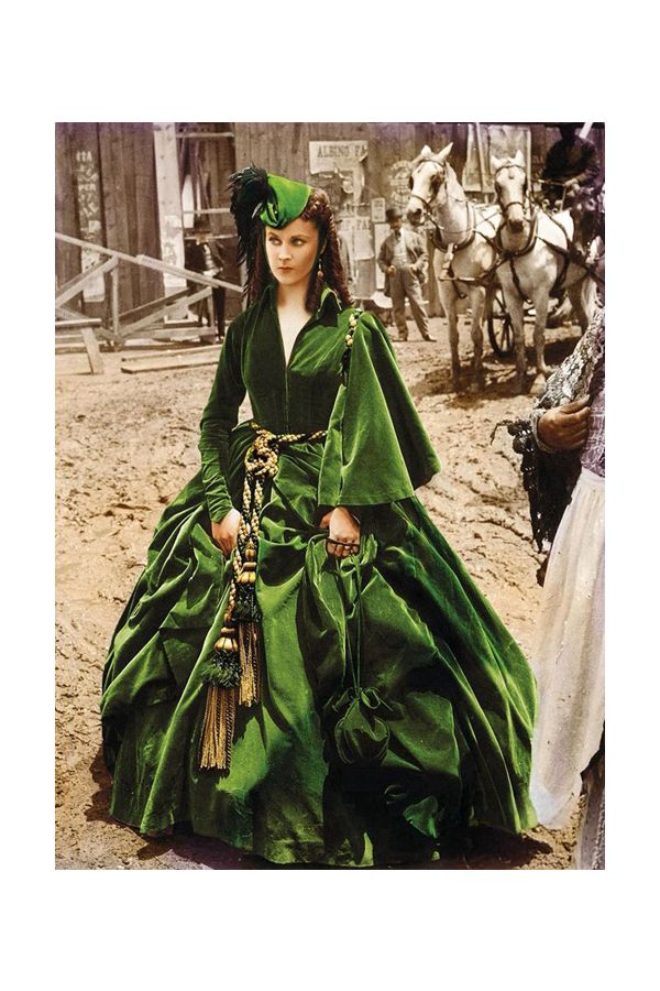Vivien Leigh as Scarlett O'Hara Green Curtain Dress in 1930s Movie Gone With the Wind