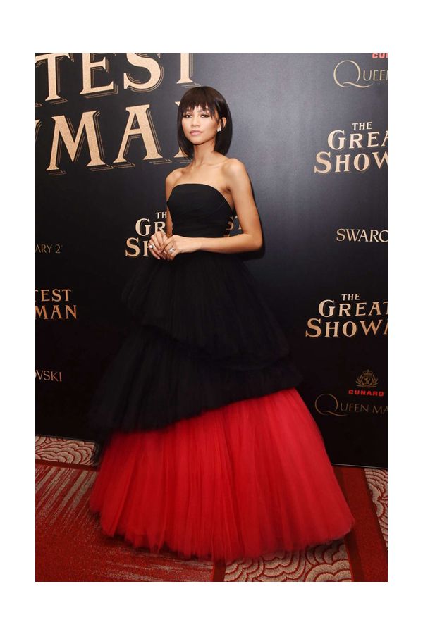 Zendaya Black and Red Tulle Dress The Greatest Showman Premiere