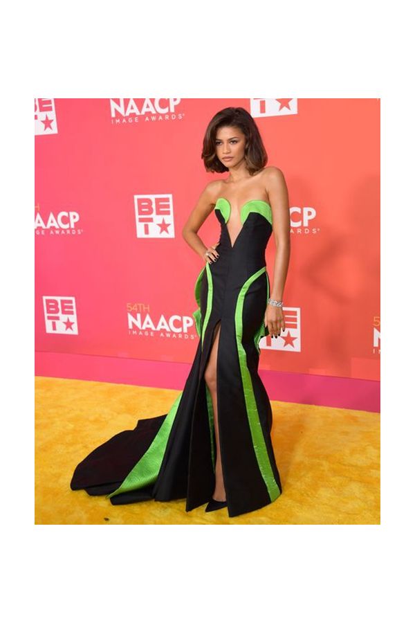 Zendaya Inspired Black and Green Formal Prom Dress NAACP 2023