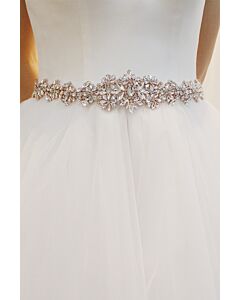 Crystal Flower Embellished Sash for Evening Gowns