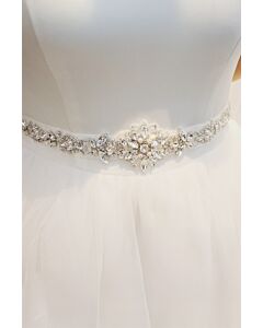 Crystal and Pearl Embellished Bridal Sash for Formal Wear
