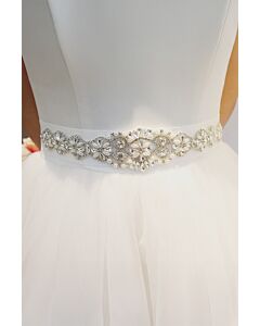 Pearl and Crystal Embellished Bridal Sash for Formal Wear