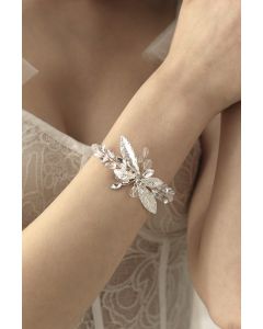 Elegant Leafy Crystal Bracelet for Formal Events