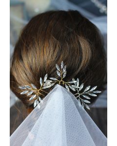 Crystal Leaf Hairpins for Bridal and Formal Events