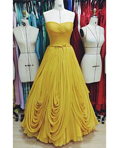 Yellow Strapless Ball Gown Dress 1950s Fashion