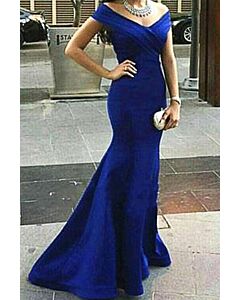 Royal SapphireOff-the-Shoulder Mermaid Gown - Perfect for Formal