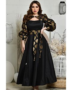 Golden Blossom Black Gown