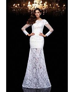 Ivory Lace Long Sleeve Mermaid Wedding Gown