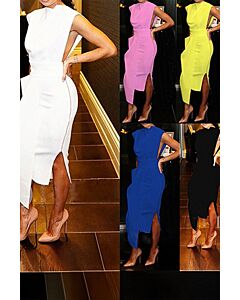 Pink Elegance Asymmetric Midi Dress