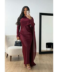 Elegant Burgundy Draped Gown