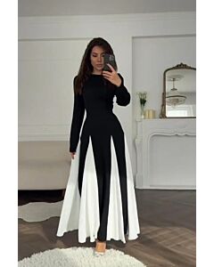 Black and White High-Low Maxi Dress 