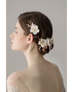 Floral Pearl Hairpiece for Bridal and Formal Events