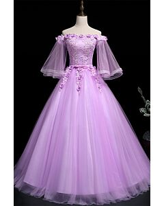 Purple Grace – Floral Embroidered Gown