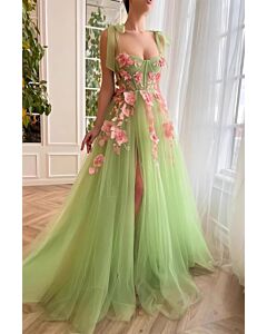 Petal Breeze – Elegant Floral Evening Gown