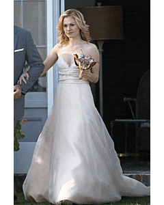 Anna Paquin Inspired White Spaghetti Straps V-neck Celebrity Wedding Dress The Romantics