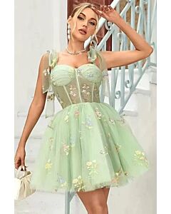 Spring Serenade – Embroidered Green Dress