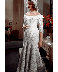 Lauren Bacall White Lace Mermaid Wedding Dress Movie "How to Marry a Millionaire"