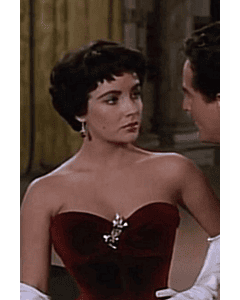 Elizabeth Taylor Burgundy Red Velvet Celebrity Evening Dress in 1950s Movie "Rhapsody"