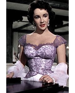 Elizabeth Taylor Lavender and White Lace Tulle Formal Dress in Movie Elephant Walk