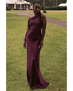 Justine Skye Inspired Purple Satin One-shoulder Celebrity Evening Prom Dress
