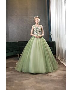 Garden Muse – Embroidered Tulle Evening Dress