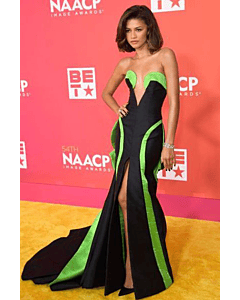 Zendaya Inspired Black and Green Formal Prom Dress NAACP 2023