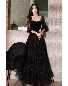 Midnight Whisper – Sheer Tulle Evening Dress