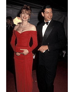 Geena Davis Red Off-the-shoulder Long-sleeve Celebrity Evening Dress Oscars 1990