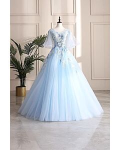 Frozen Bloom – Dreamy Silver Embroidered Gown