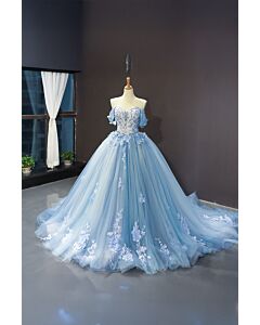 Frozen Whisper – Light Blue Off-Shoulder Dress