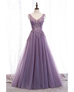 Amethyst Bloom – Elegant Tulle Evening Dress