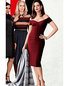 Anne Hathaway Burgundy Red Off-the-shoulder Celebrity Dress in Movie "Ocean's 8"