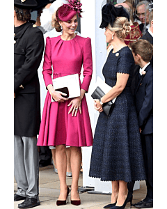 Kate Middleton Inspired Pink Long-sleeve Cocktail Party Celebrity Dress