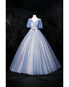 Ethereal Petals – Light Blue Evening Dress