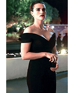 Katie McGrath Short Black Off-the-shoulder Cocktail Party Celebrity Dress Supergirl