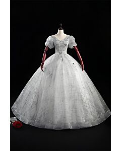 Moonlit Mirage – Silver Tulle Couture Gown