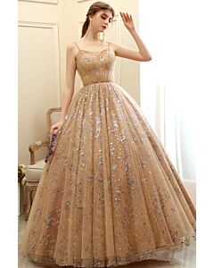 Golden Stardust – Champagne Tulle Gown