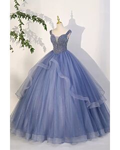 Midnight Bloom – Starry Blue Couture Gown