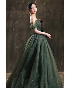 Enchanted Forest — Off-Shoulder Sparkle Ball Gown