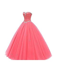 Sunset Sorbet — Crystal-Studded Quinceañera Gown