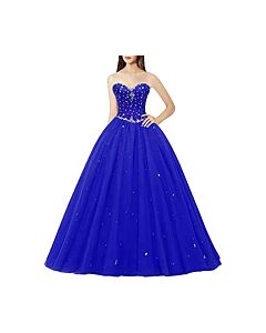 Electric Sapphire — Crystal-Studded Quinceañera Gown