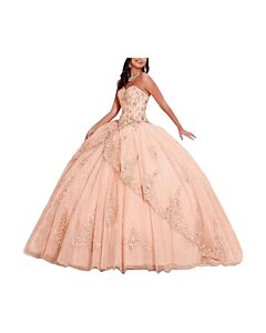 Apricot Champagne Waltz — Embroidered Quinceañera Gown