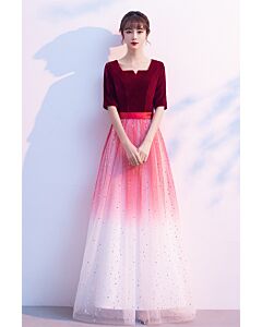 Wine-to-Ivory Constellation — Ombre Tulle Dress